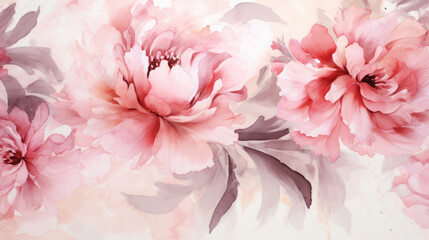 Elegant Peonies Watercolor Seamless Pattern Luxurious, Background Image, Hd