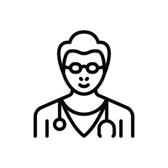 Black line icon for doctor 