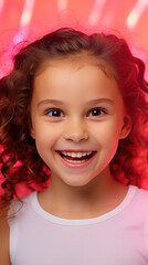 Obraz na płótnie Canvas Face Of A Cheerful Little Girl Realistic Photo, Background Image, Hd