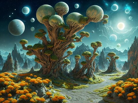 Amazing landscape of alien planet