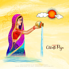 Happy Chhath puja cultural Hindu festival background - obrazy, fototapety, plakaty