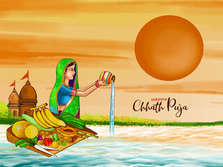 Beautiful Happy Chhath puja Indian festival traditional background