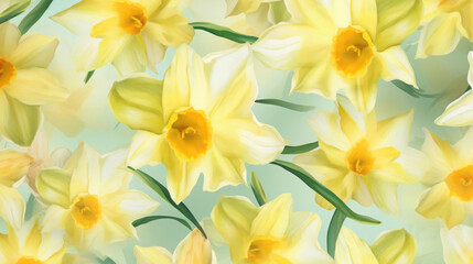 Playful Daffodils Watercolor Seamless Pattern, Background Image, Hd