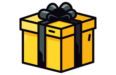 Gift Flat Design Party Icon, Wrapped surprise package for Christmas or birthday party.