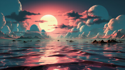 Vaporwave visuals, muted colours, dark colours