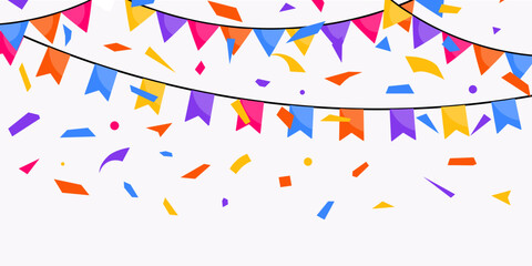 Carnival garland with flags. Decorative colorful party pennants for celebration birthday, festival