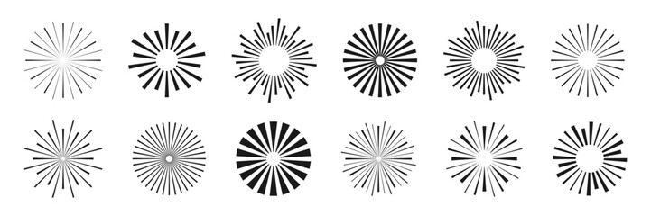 Sunburst element radial stripes. Sunburst icon collection. Vector illustration