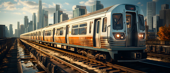 Obraz premium City Metro On The Surface. Illustration On The Theme Of Railways, Transport, Infrastructure And Travel. Generative AI 