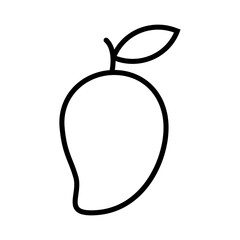 Mango Fruit Leaf Black Line Icon Vector Illustration