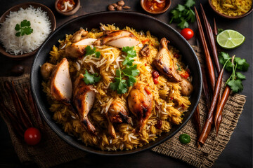 chicken biryani with steamed basmati rice 