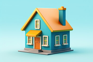 Illustration of a small blue toy house