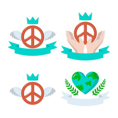 International Peace Day Icon Set. Modern Design. Vector Illustration. 