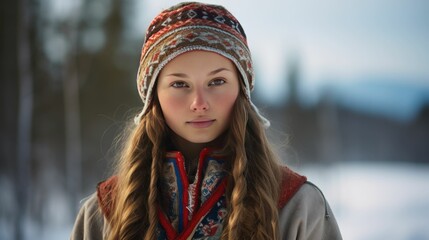 A Finnish lady in traditional Sami clothing