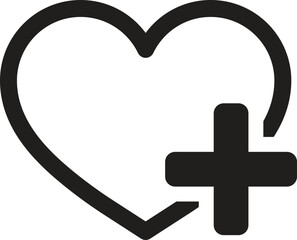 Favorites icon with heart and plus symbol . Vector illustration - obrazy, fototapety, plakaty