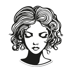 Silhouette of a woman with long flowing hair, with isolated background.