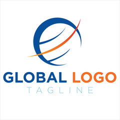 Free vector global logo blue and orange tagline  .EPS 10 .Free .vector.