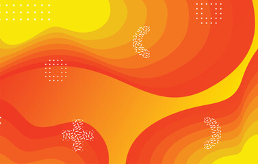 Abstract liquid color background design. Orange and yellow elements with fluid gradient.