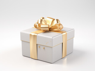 Naklejka premium Gift box with gold ribbon bow isolated on transparent or white background