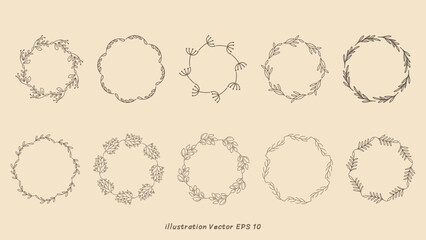 Floral ornamental doodle dividers, vintage hand drawn tribal arrow and calligraphic deco border vector set isolated on cream color  background. Vector Illustration EPS 10