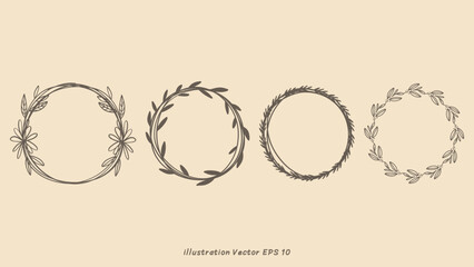 Floral ornamental doodle dividers, vintage hand drawn tribal arrow and calligraphic deco border vector set isolated on cream color  background. Vector Illustration EPS 10