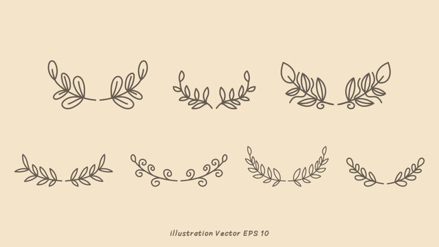 Floral ornamental doodle dividers, vintage hand drawn tribal arrow and calligraphic deco border vector set isolated on cream color  background. Vector Illustration EPS 10