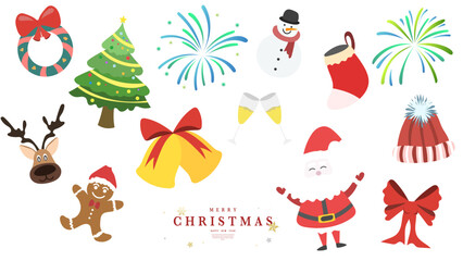 Christmas Element in Christmas holiday on white  background , Flat Modern design , illustration Vector EPS 10