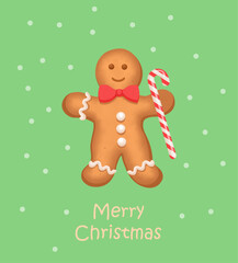 Gingerbread man, christmas toys, christmas card ,christmas decorations, vector, celebration, holidays, december 25, illustration 