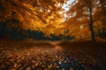 autumn forest in the morning