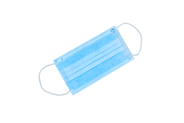 Blue medical mask , isolated on a white background. Concept of coronavirus problems, lockdown and quarantine due to the pandemic