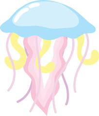 Colorful Underwater World Jellyfish Vector Art Illustration