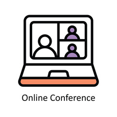 Online Conference vector Filled outline Design illustration. Symbol on White background EPS 10 File