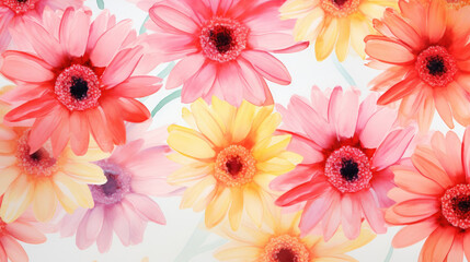 Sophisticated Gerbera Daisies Watercolor Seamless , Background Image, Hd