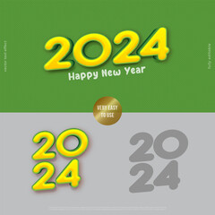 2024 yellow style vector 3D design with editable text effect