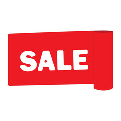 Red Sale tag label on white background. Vector illustration