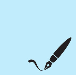 Pen flat design icon on blue background. Vector illustration