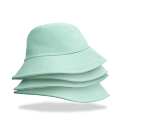 stacked green bucket hats Isolated PNG transparent