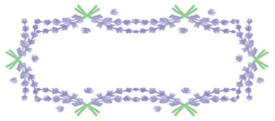 アロマに使われるハーブ・植物のイラスト・フレーム。水彩風ベクター素材