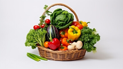 basket of very fresh vegetables,planting with own hands, vegetarian, healthy salad, sparkling bokeh background.
