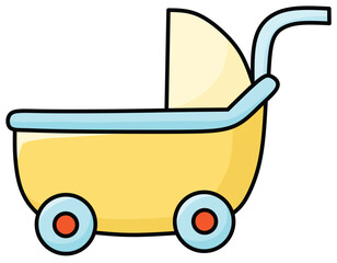 Baby Stroller, Cute Baby Items and Toy Accessories Vector Illustration, Cute Baby Equipment, Accessories, and Toy Item