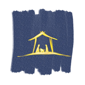 recommend clip art: Drawing, Bible Merry christmas scene of holy family.