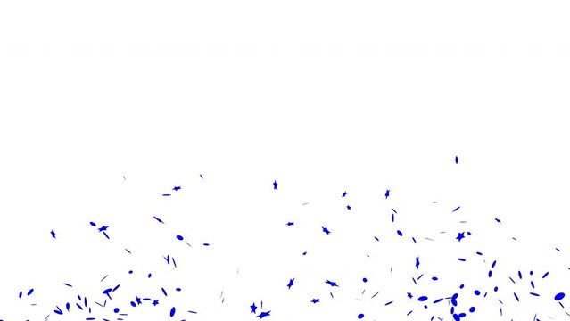 3D animation of exploding confetti Blue Explosion on White Green and Alpha Matte