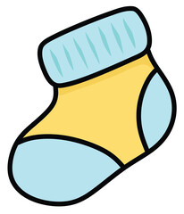 Baby Sock, Cute Baby Items and Toy Accessories Vector Illustration, Cute Baby Equipment, Accessories, and Toy Item