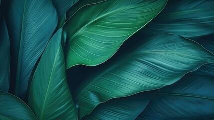 abstract background of green large leaves 