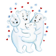 Happy polar bear family