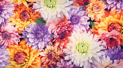 Vibrant Chrysanthemums Watercolor Seamless Pattern , Background Image, Hd