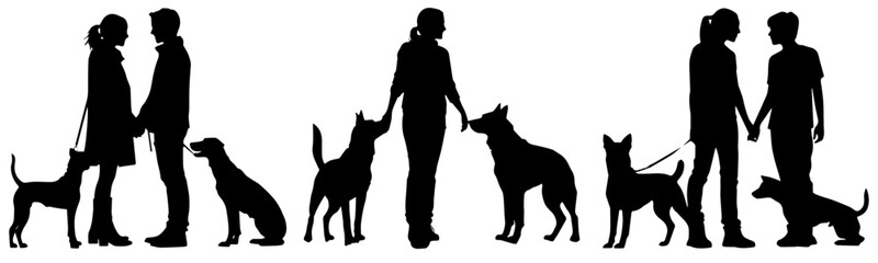 dog walker with dog silhouette in vector format very easy to edit