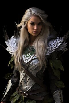 full body photo of a female elven hunter - fantasy