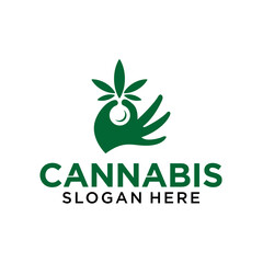 Cannabis marijuana with hand leaf logo vector
Organic agriculture cannabis logo and business card design vector template