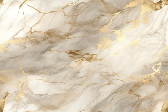Beige seamless pattern with marbling effect. Applicable for fabric print, textile, wrapping paper, wallpaper. Light background with golden details. Repeatable marble texture.
