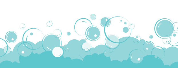cute background with flying soap bubbles - obrazy, fototapety, plakaty